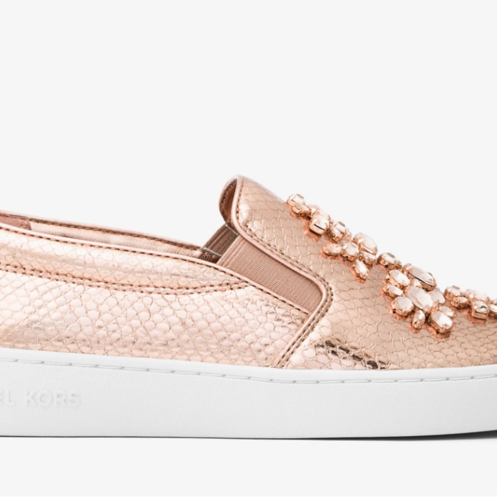 MICHAEL MICHAEL KORS
Keaton Embellished Metallic Leather Slip-On Sneaker New sz9 - Picture 3 of 12